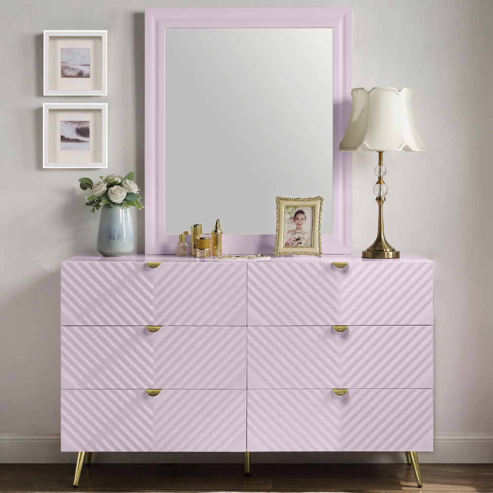 ACME Gaines Mirror - Pink High Gloss