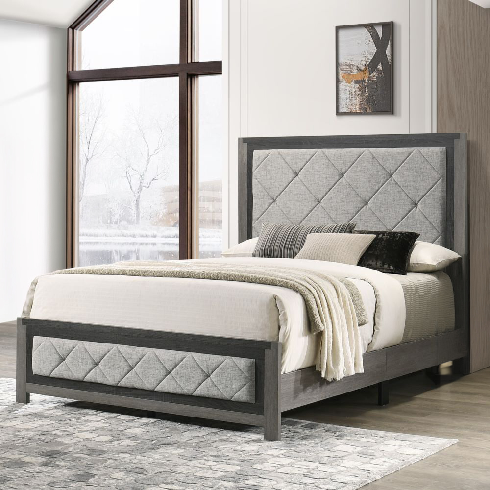 ACME Casimiro Eastern King Bed - Gray Linen/Gray