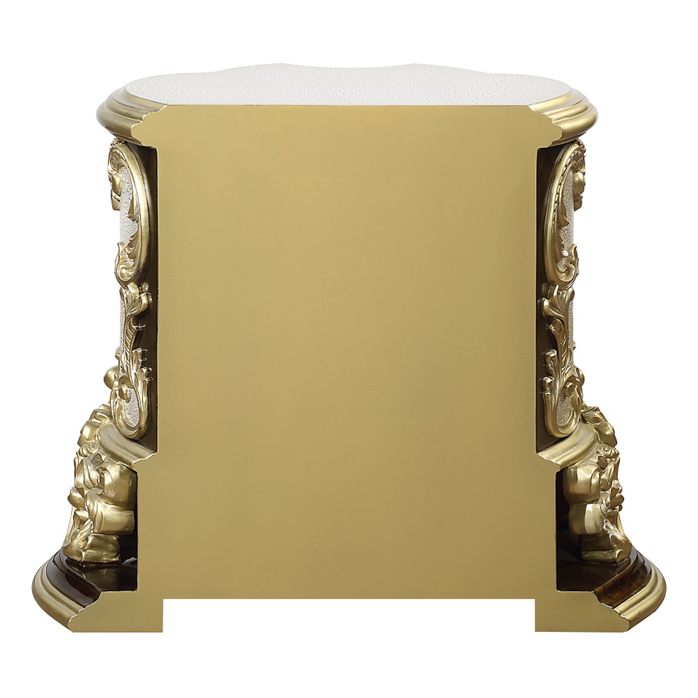 ACME - Desiderius Nightstand in Antique Gold/Hand Painted Brown