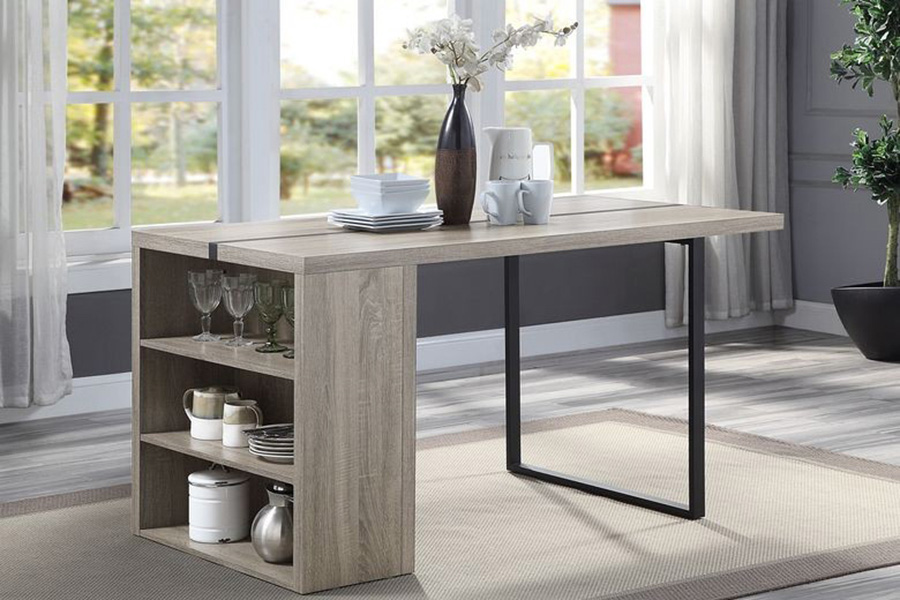 ACME - Patwin Dining Table in Gray Oak/Black