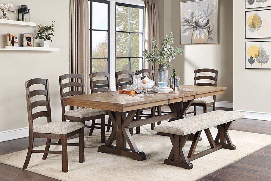 ACME - Pascaline Dining Table in Gray/Rustic Brown/Oak