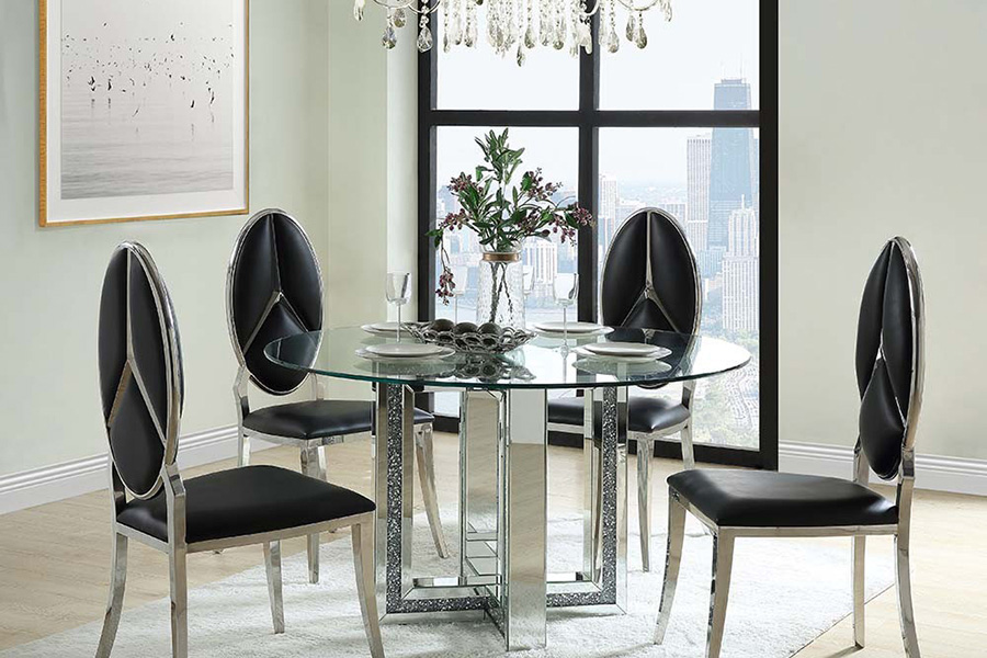 ACME - Noralie Dining Table in Mirrored/Faux Diamonds (DN00715)