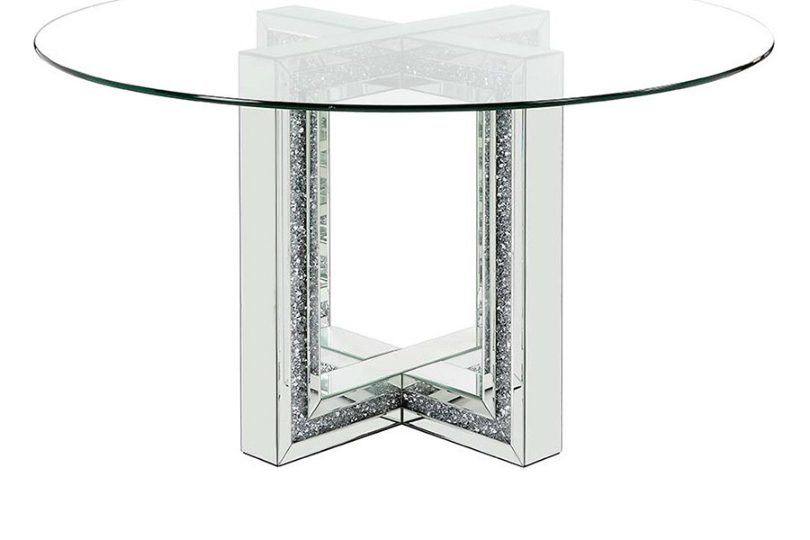 ACME - Noralie Dining Table in Mirrored/Faux Diamonds (DN00715)