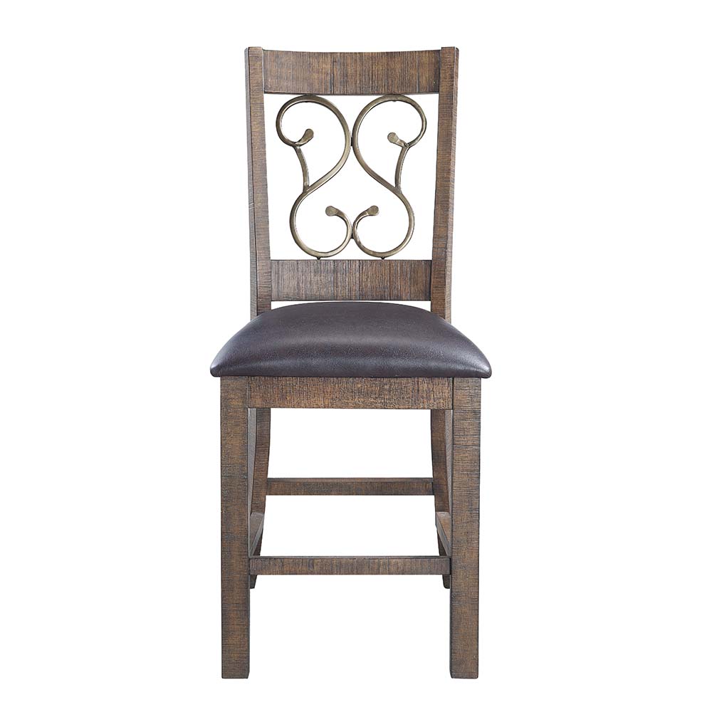 ACME - Raphaela Counter Height Chair (Set of 2) in Black/Weathered Cherry