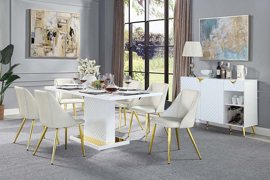 ACME Gaines Dining Table - White High Gloss Finish