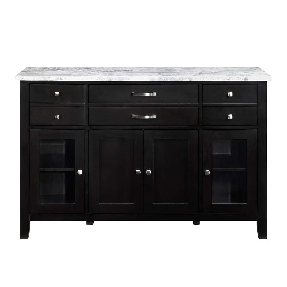 ACME - Hussein Server with Marble Top in Natural Marble Top/Black