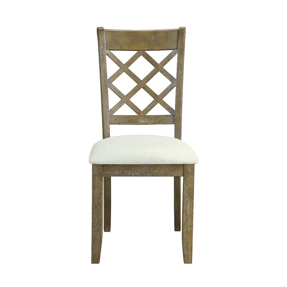 ACME - Karsen Side Chair (Set of 2) in Beige Linen/Rustic Oak