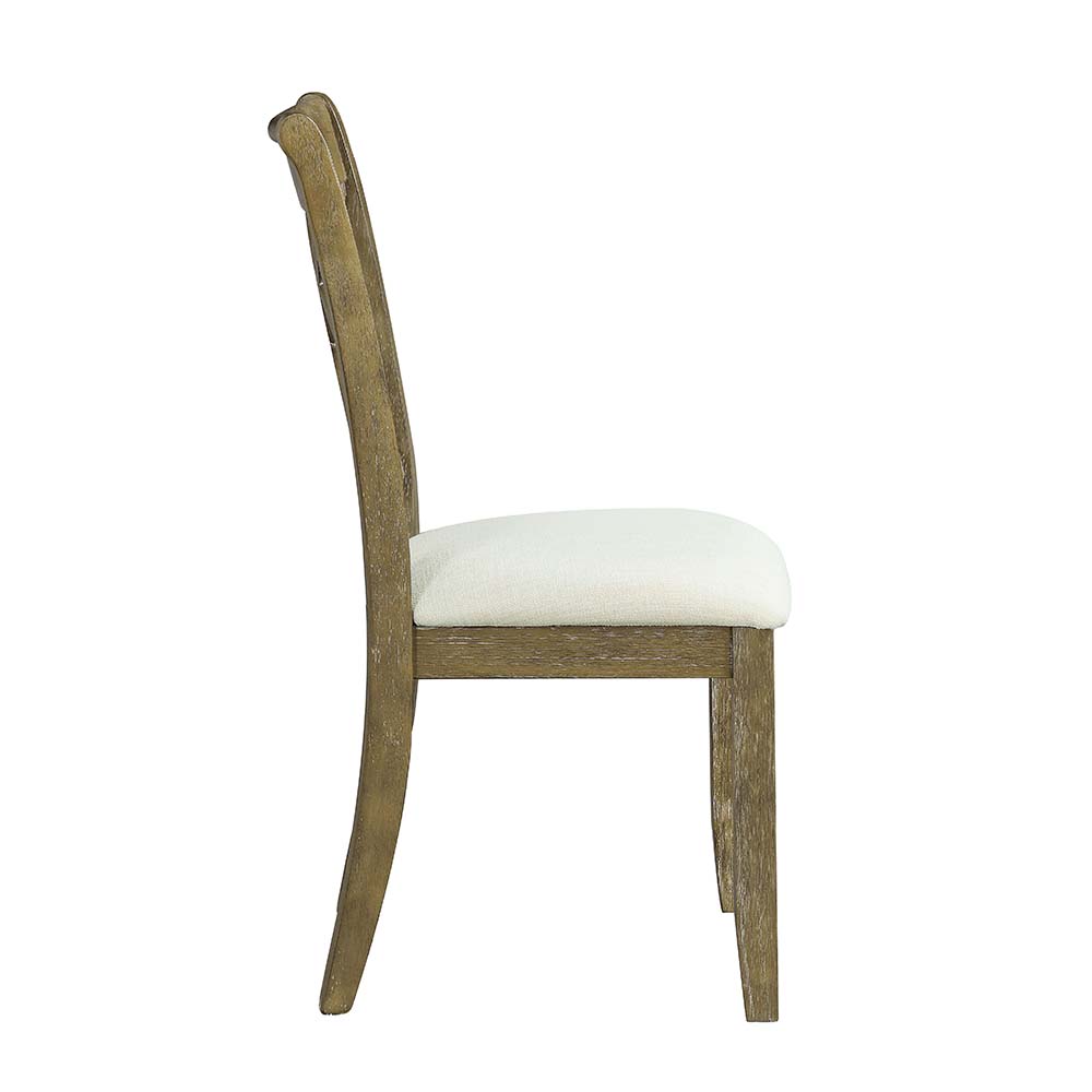 ACME - Karsen Side Chair (Set of 2) in Beige Linen/Rustic Oak