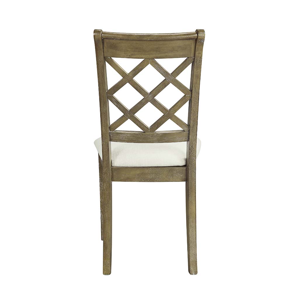 ACME - Karsen Side Chair (Set of 2) in Beige Linen/Rustic Oak