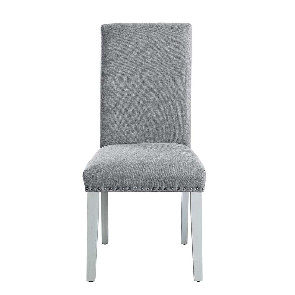 ACME - Lanton Side Chair (Set of 2) in Gray Linen/Antique White