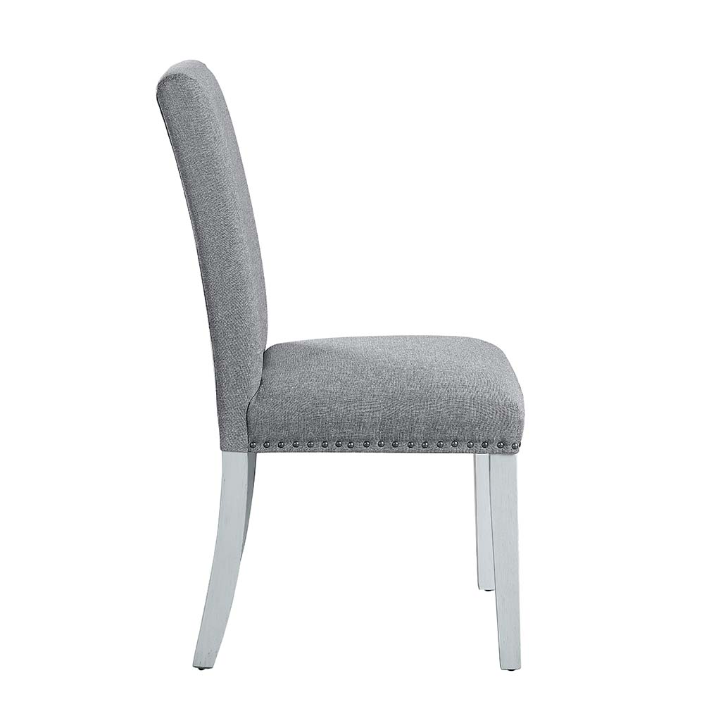 ACME - Lanton Side Chair (Set of 2) in Gray Linen/Antique White