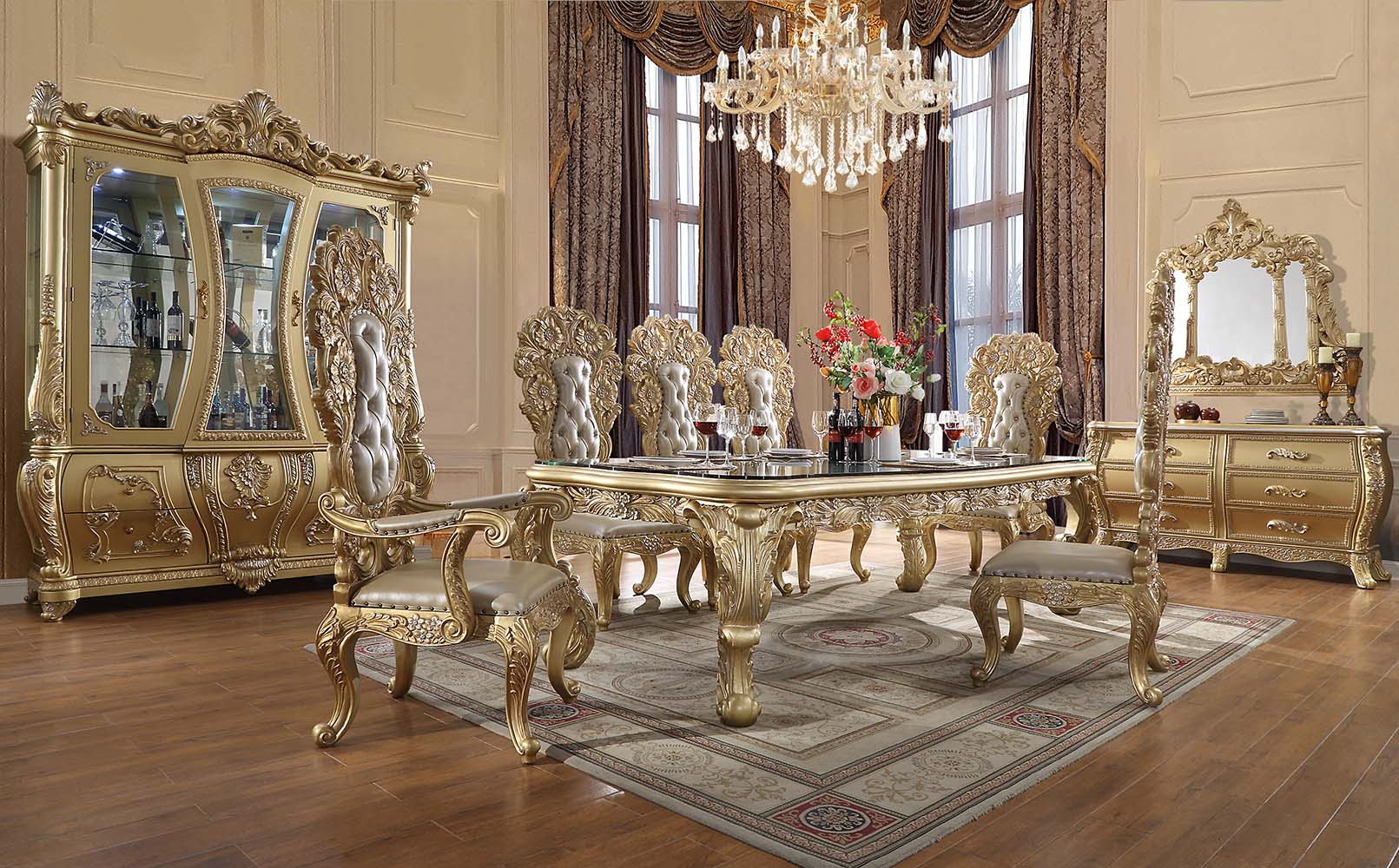 ACME - Cabriole Dining Table in Gold