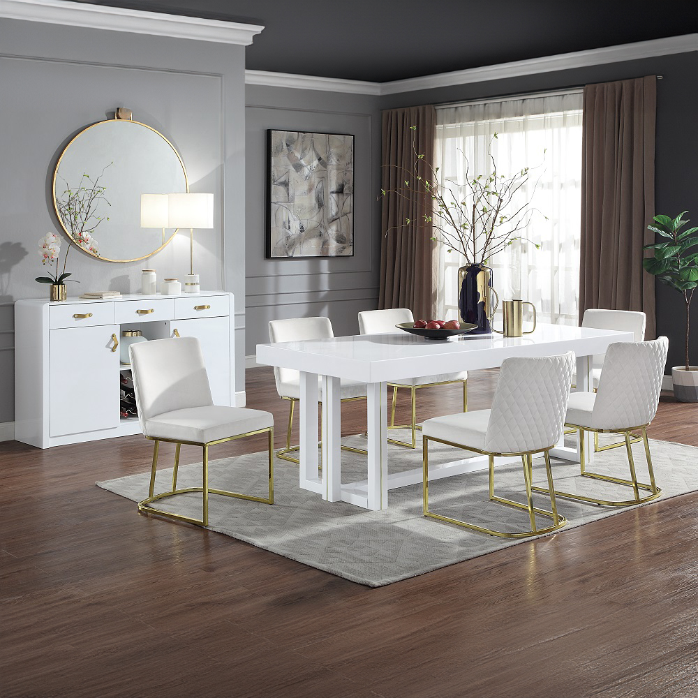 ACME - Paxley Dining Table in White High Gloss