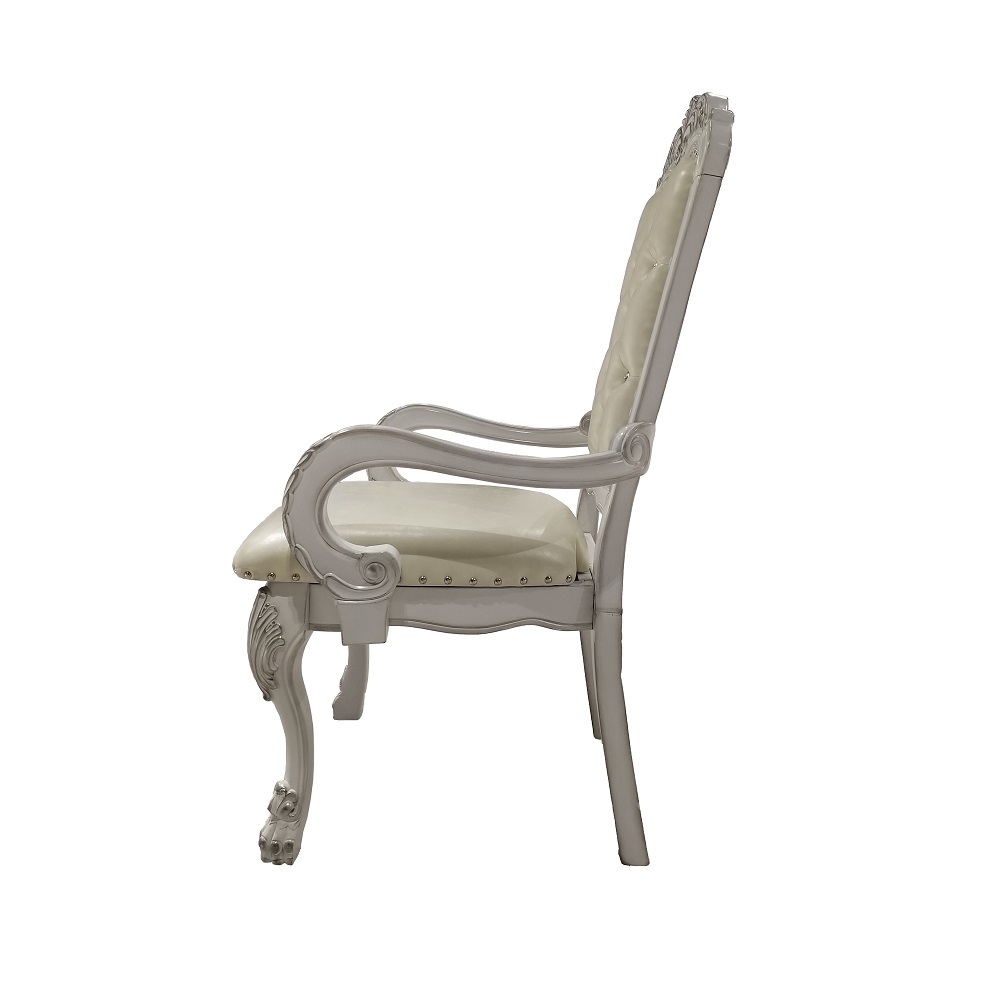 ACME Dresden Arm Chair (Set of 2) - Synthetic/Bone White (DN01697)