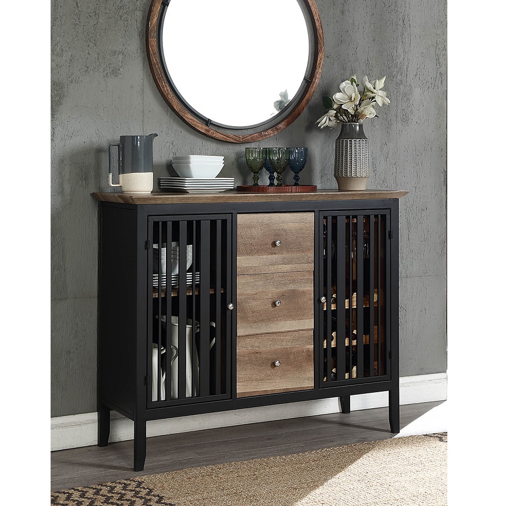 ACME - Zudora Server in Antique Oak/Sandy Black