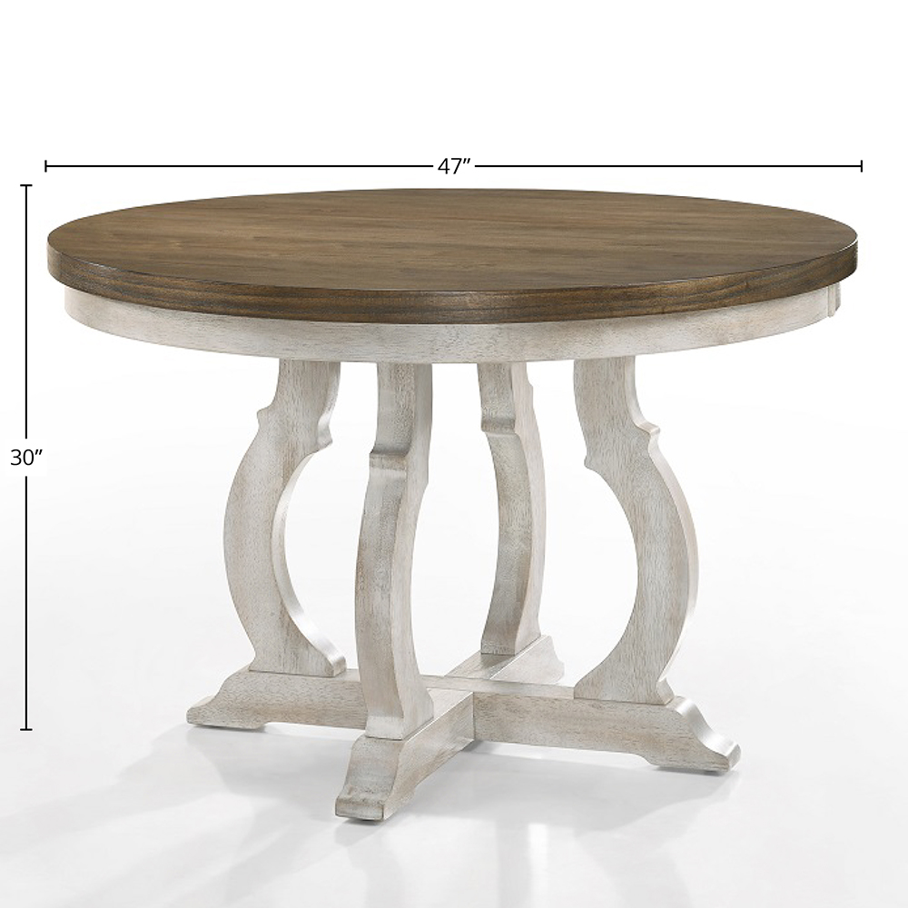 ACME - Cillin Round Dining Table in Walnut/Antique White