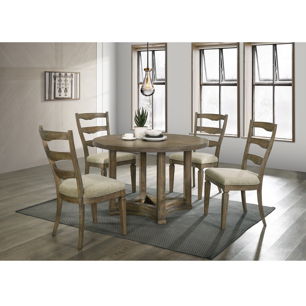 ACME - Parfield Round Dining Table in Weathered Oak