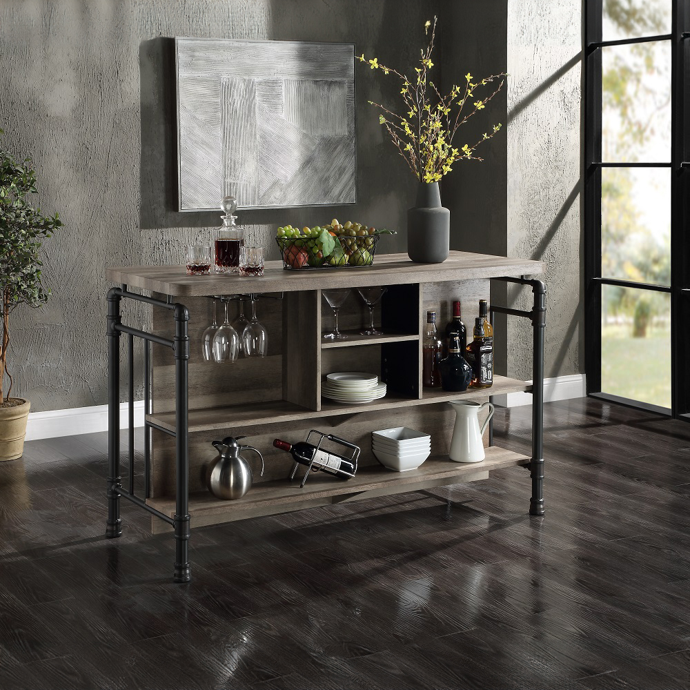 ACME - Edina Counter Height Table in Antique Oak/Sandy Gray