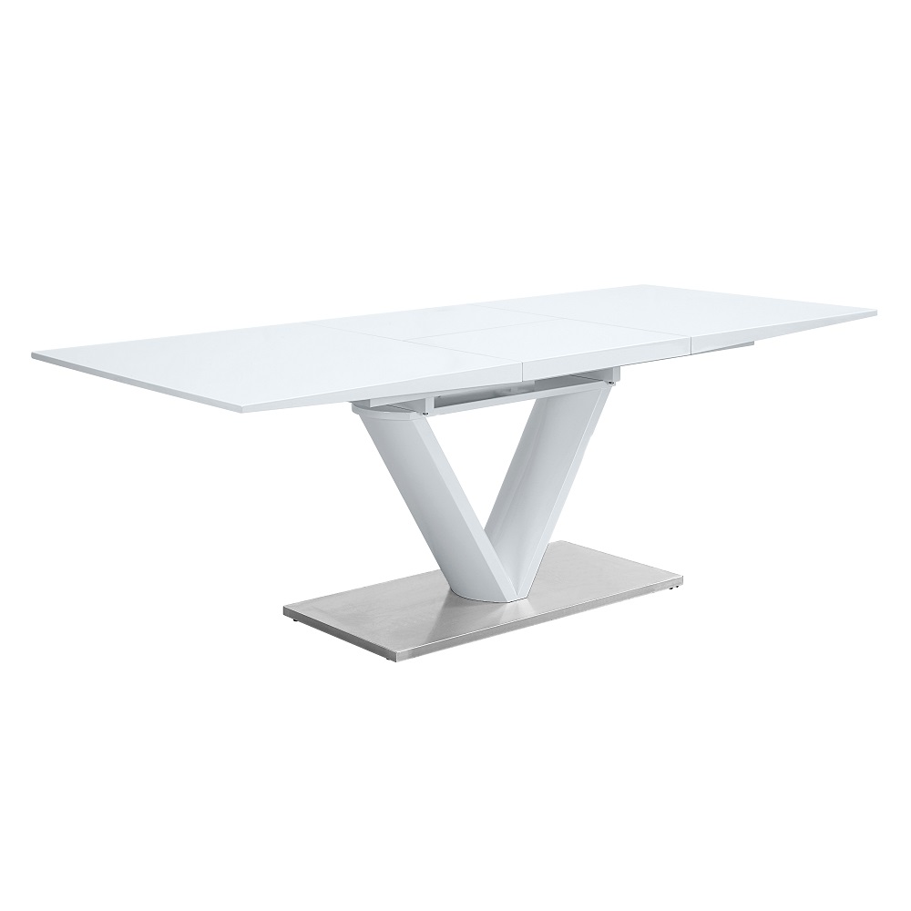 ACME - Gallegos Dining Table with Leaf in White High Gloss