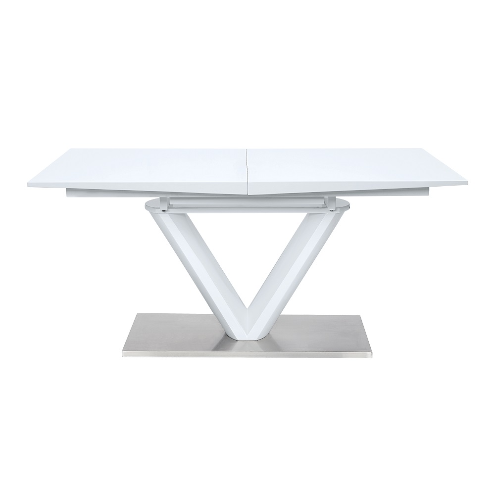 ACME - Gallegos Dining Table with Leaf in White High Gloss