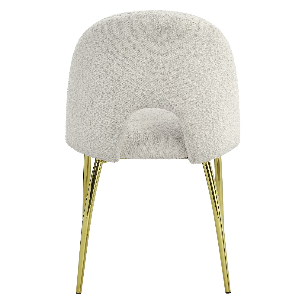 ACME - Fadri Side Chair (Set of 2) in Teddy Sherpa/Mirrored Gold