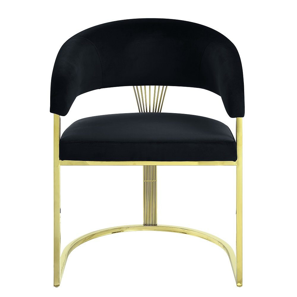 ACME - Fallon Side Chair in Black Velvet/Mirrored Gold