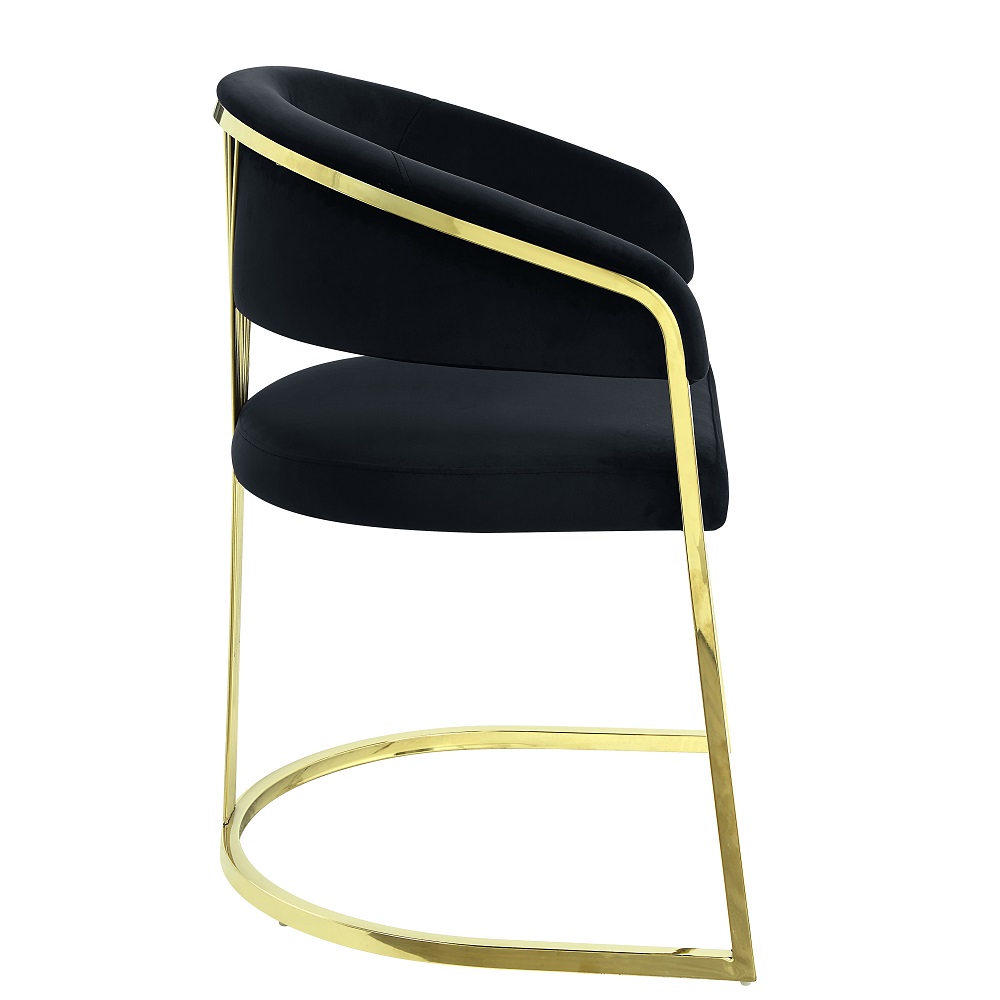 ACME - Fallon Side Chair in Black Velvet/Mirrored Gold