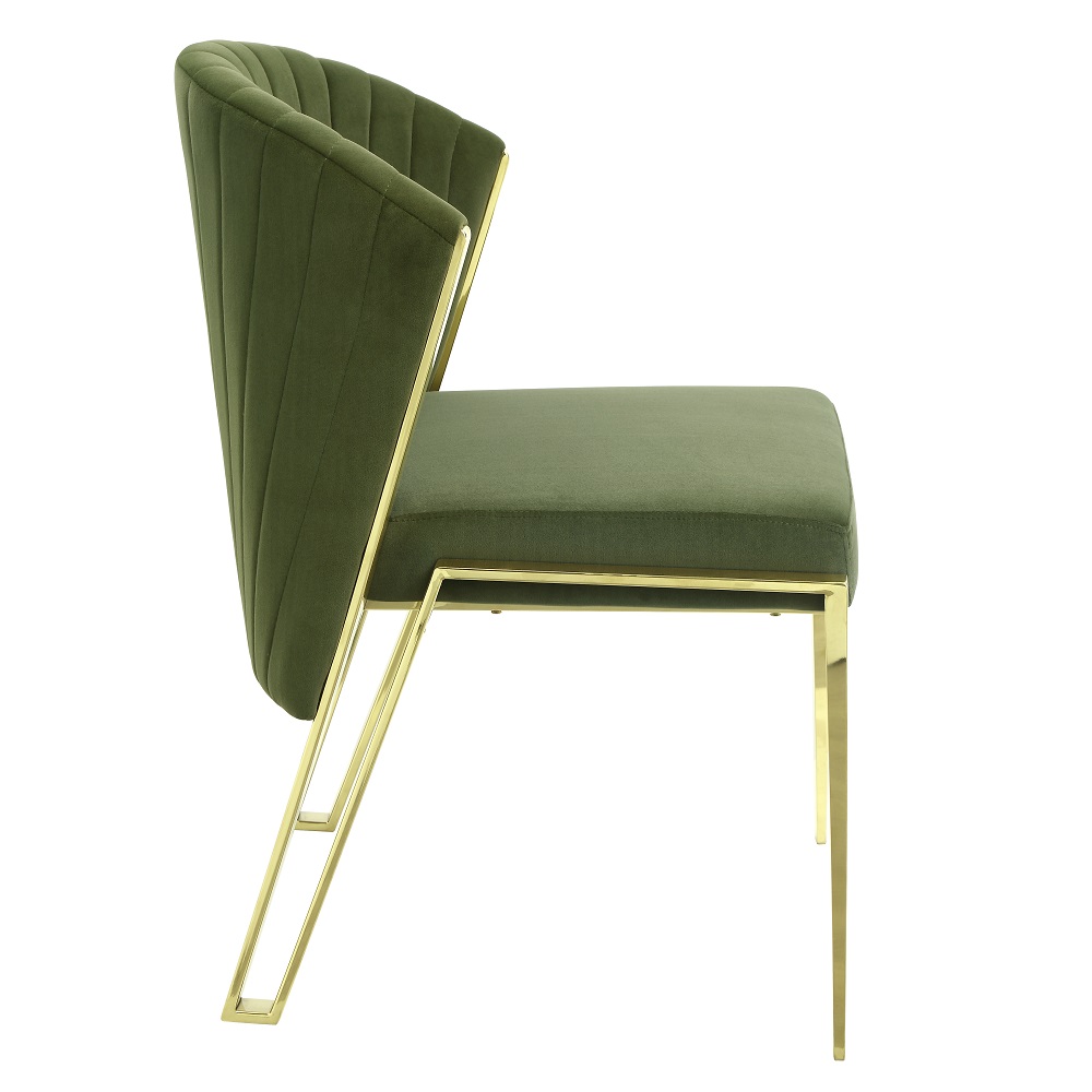 ACME Fallon Side Chair (Set of 2) - Green Velvet/Mirrored Gold