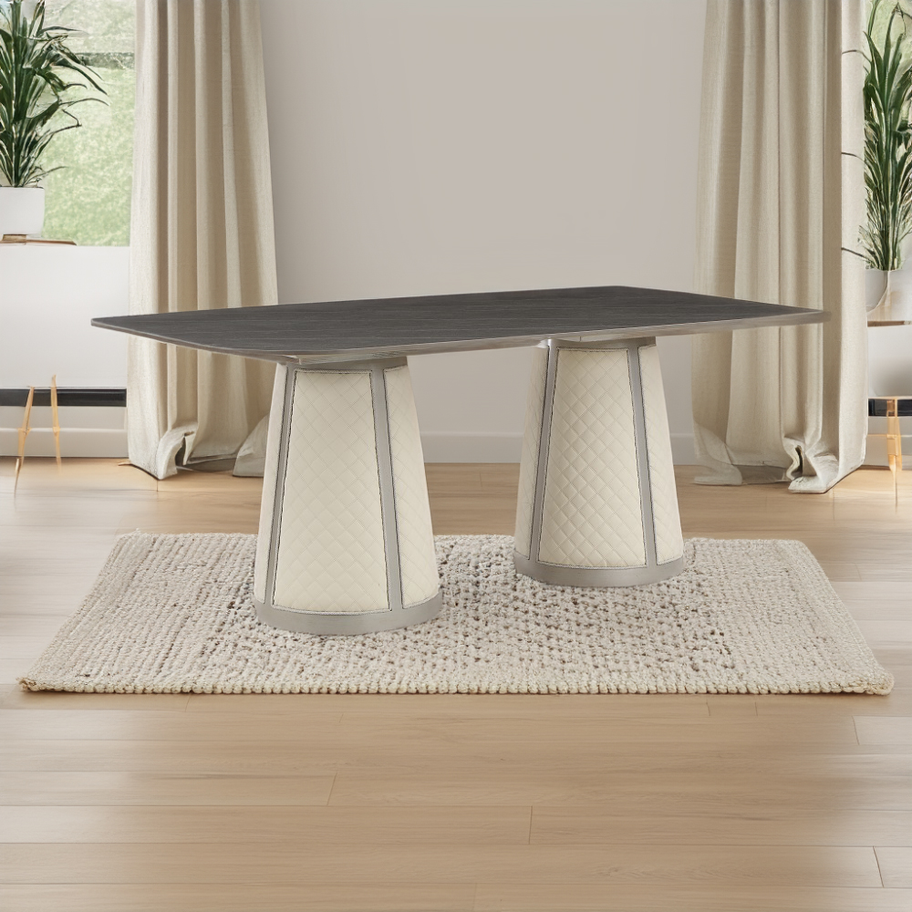 ACME - Kasa Dining Table in Sintered Stone Top/Champagne