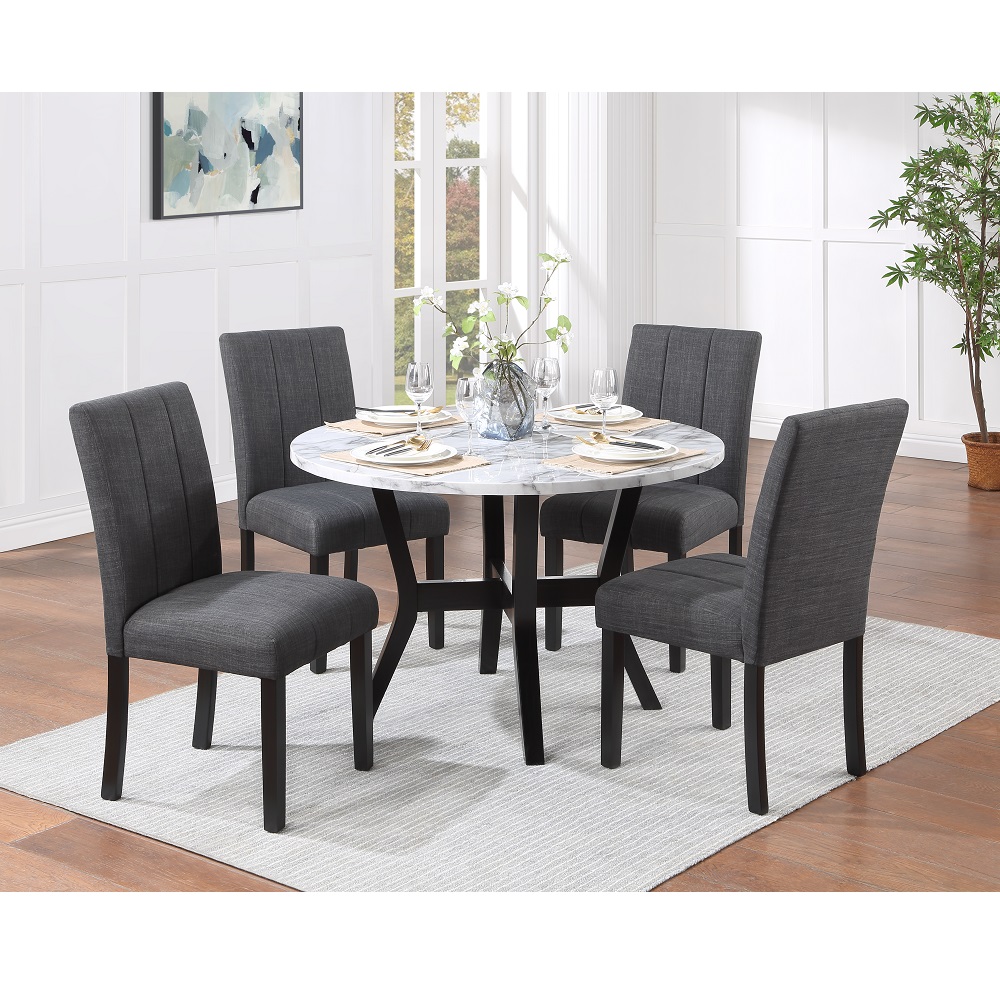 ACME - Kusa 5Pc Pack Dining Set in Engineering Stone Top/Black