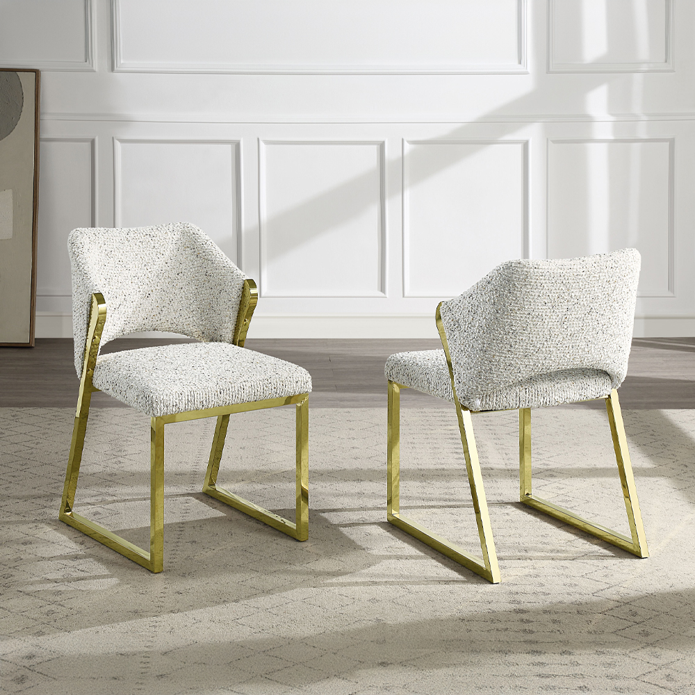 ACME Galdesa Side Chair - Teddy Sherpa/Mirrored Gold