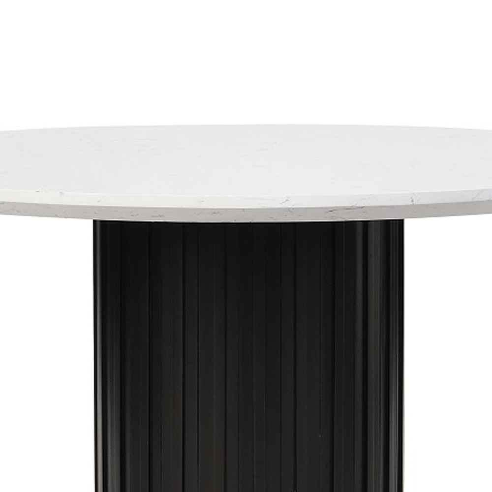 ACME - Jaramillo Round Dining Table with Engineered Marble Top in Engineered Marble Top/Black