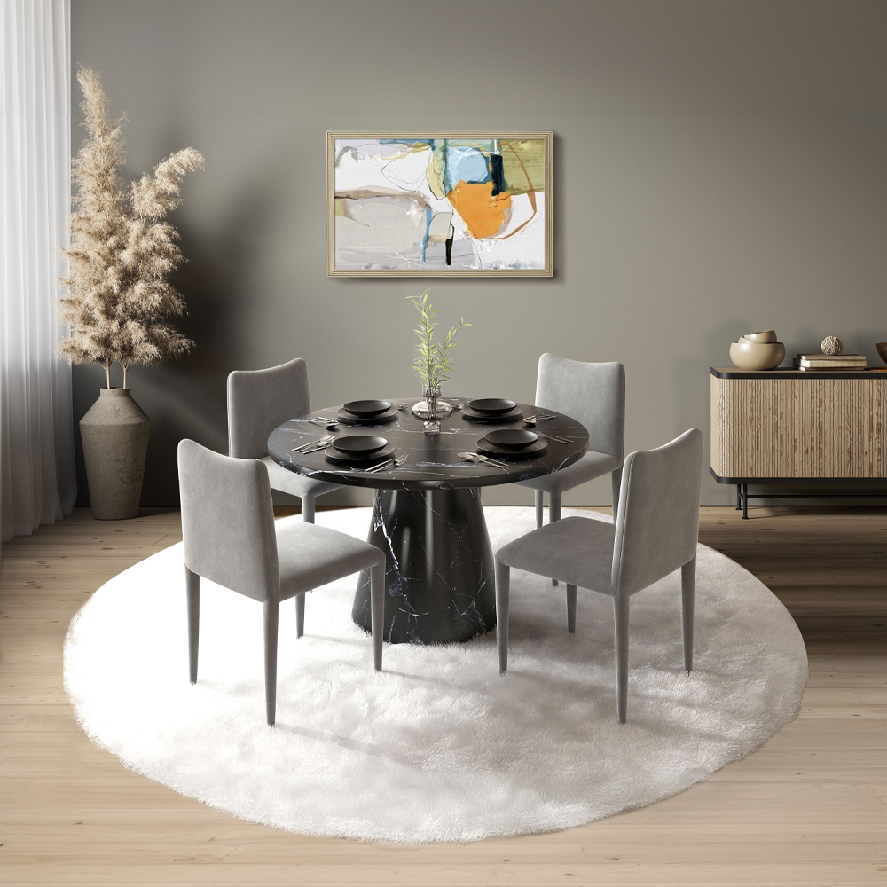 ACME - Hollis Dining Table with Engineered Stone Top in Engineered Stone