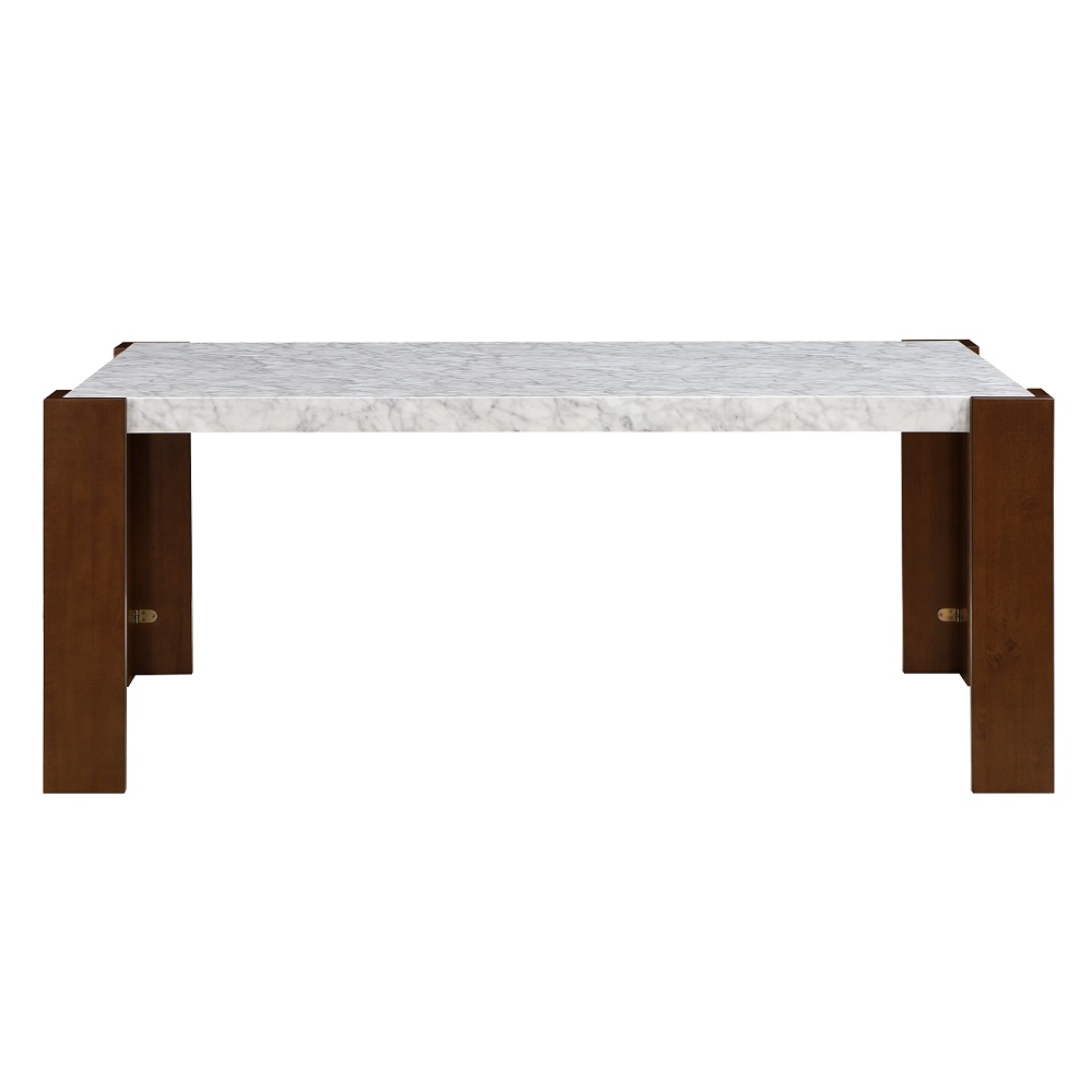 ACME - Hettie Dining Table with Engineeed Stone Top in Engineered Stone Top/Brown