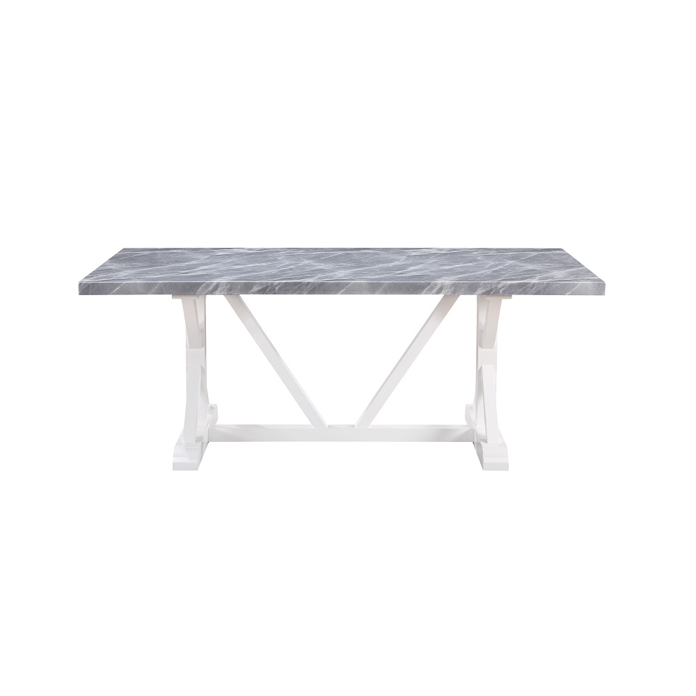 ACME - Hollyn Dining Table with Engineered Stone Top in Engineering Stone/White