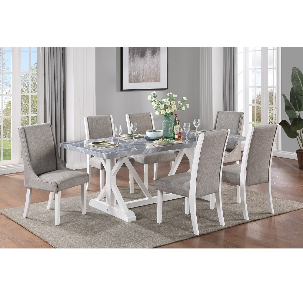 ACME - Hollyn Dining Table with Engineered Stone Top in Engineering Stone/White