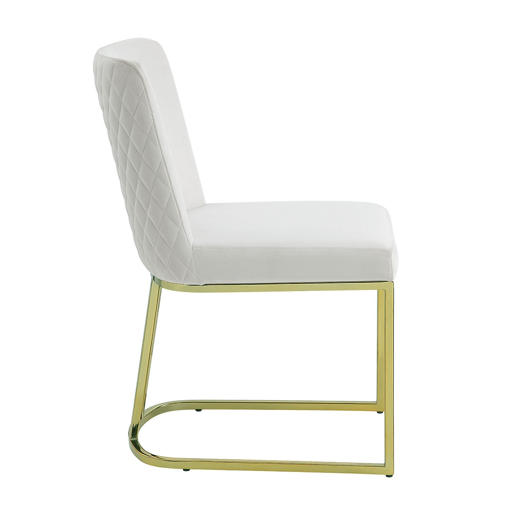 ACME - Zazie Side Chair (Set of 2) in White Velvet/Gold