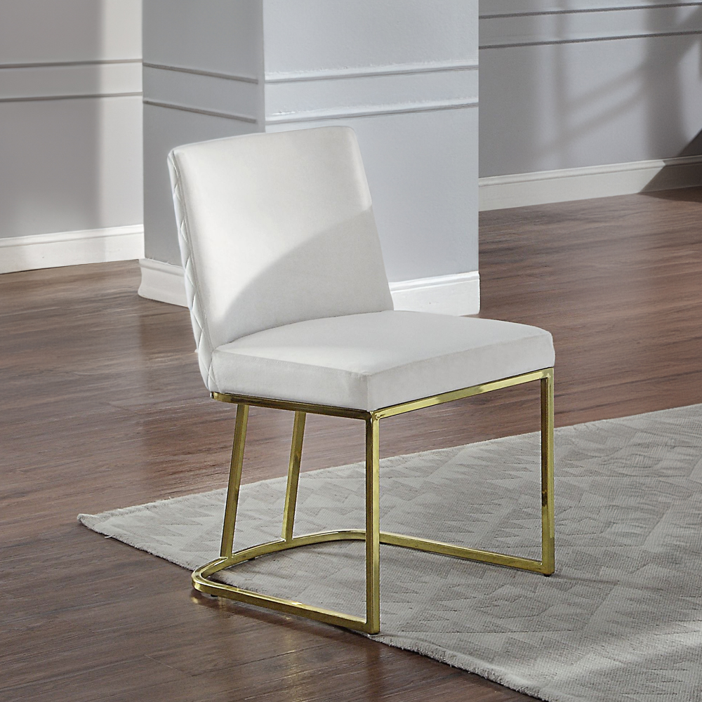 ACME - Zazie Side Chair (Set of 2) in White Velvet/Gold