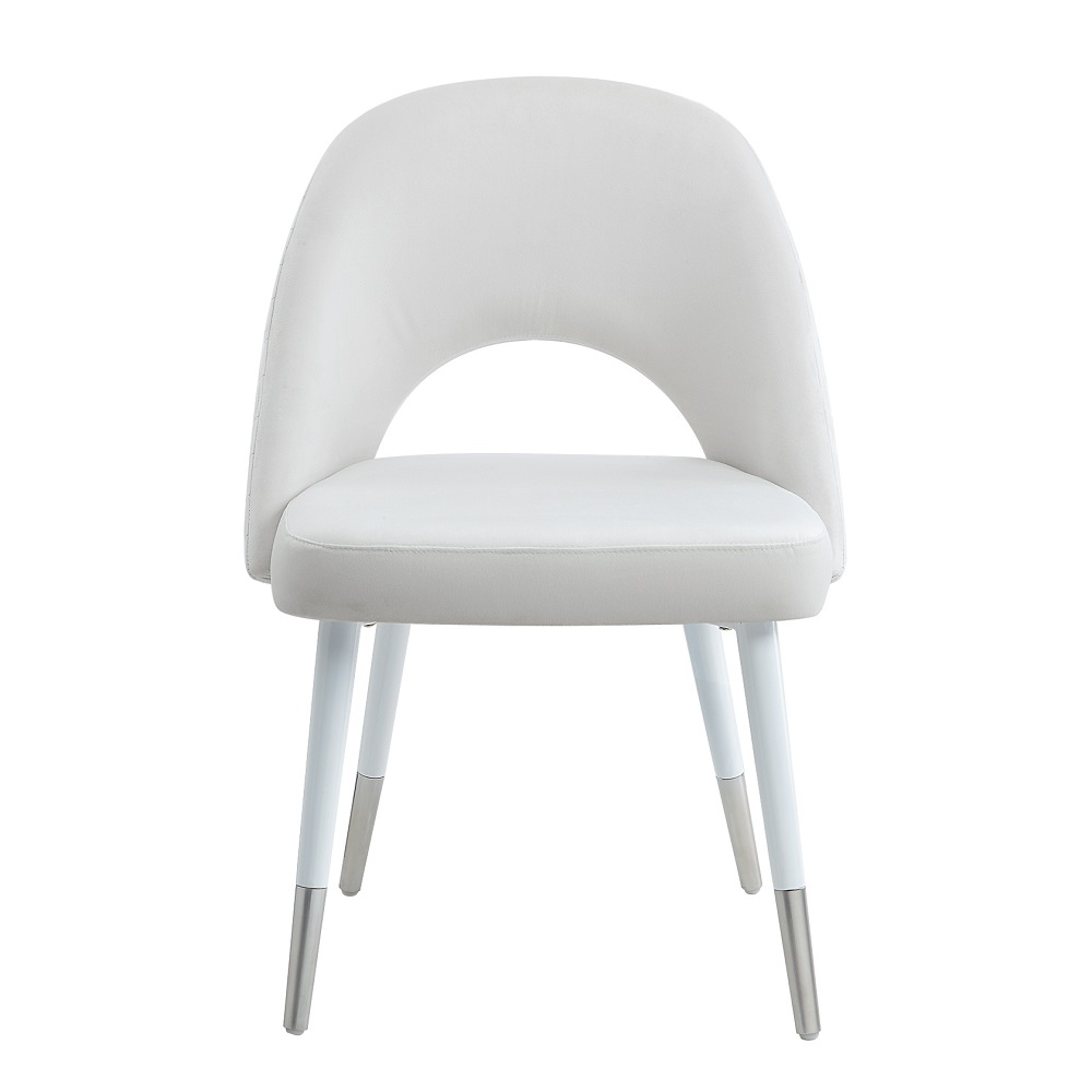 ACME - Zemirah Side Chair (Set of 2) in White Velvet/White Gloss