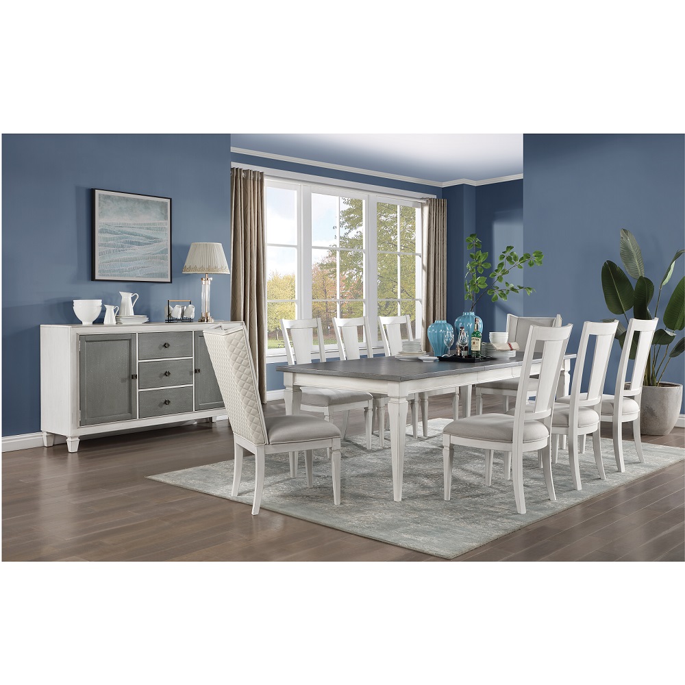 ACME - Katia Dining Table with Leaf in Rustic Gray/Weathered White