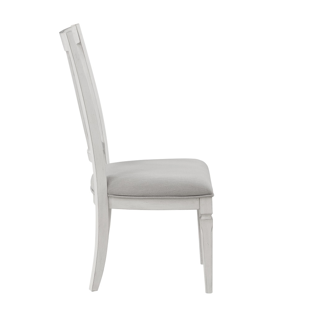 ACME - Katia Side Chair (Set of 2) in Light Gray Linen/Weathered White