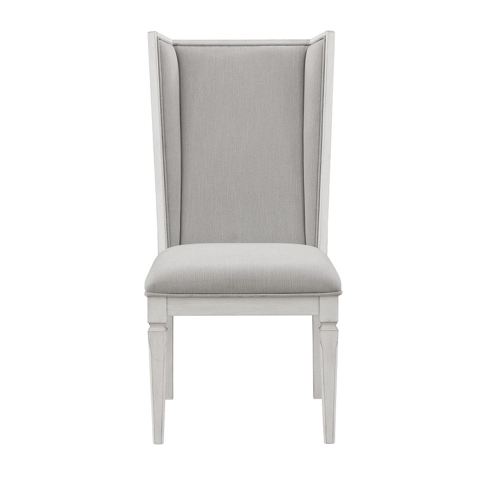 ACME - Katia Hostess Chair (Set of 2) in Light Gray Linen/Weathered White