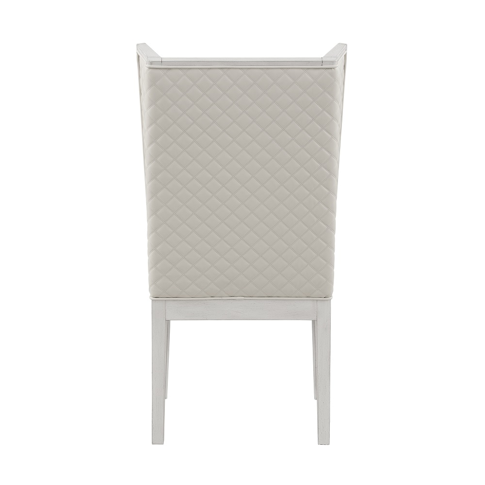 ACME - Katia Hostess Chair (Set of 2) in Light Gray Linen/Weathered White