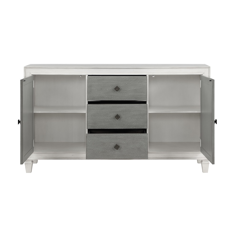 ACME - Katia Server in Rustic Gray/Weathered White