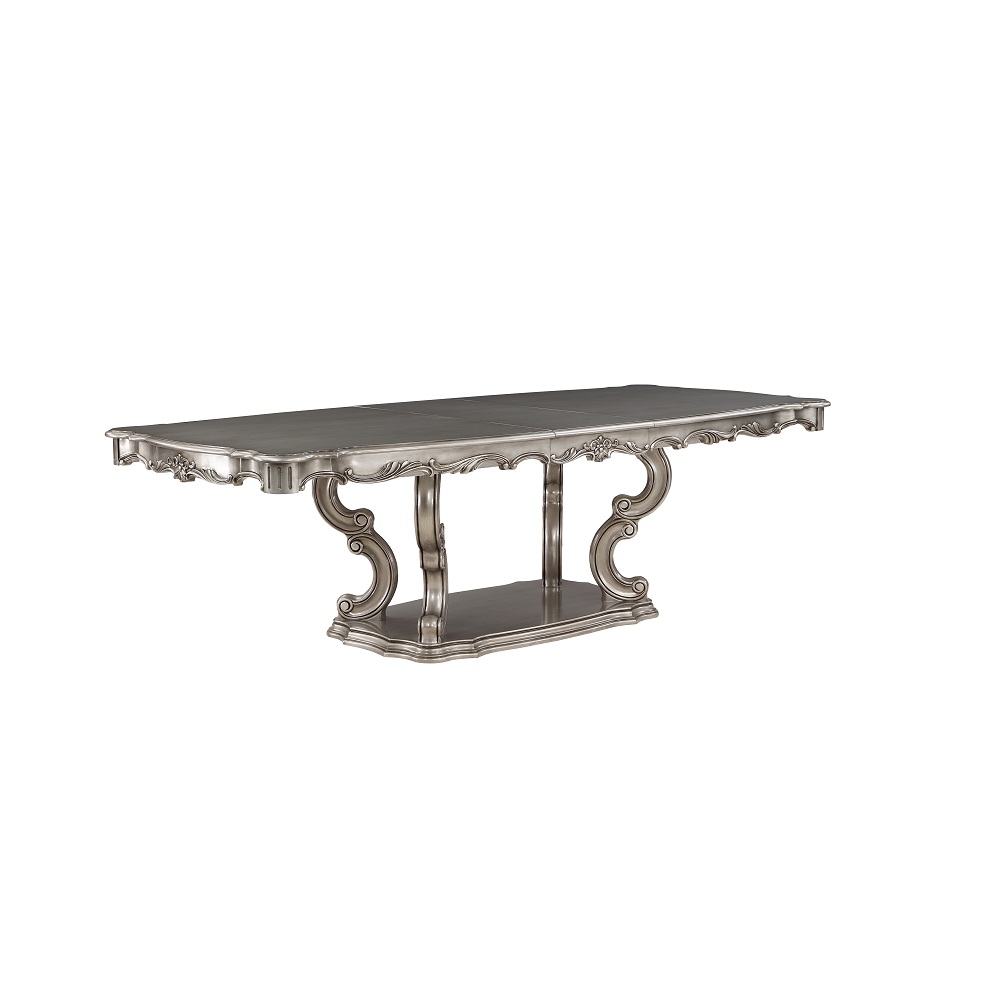 ACME - Ariadne Dining Table with Pedestal in Antique Platinum