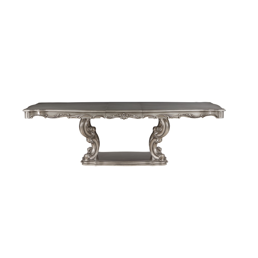 ACME - Ariadne Dining Table with Pedestal in Antique Platinum