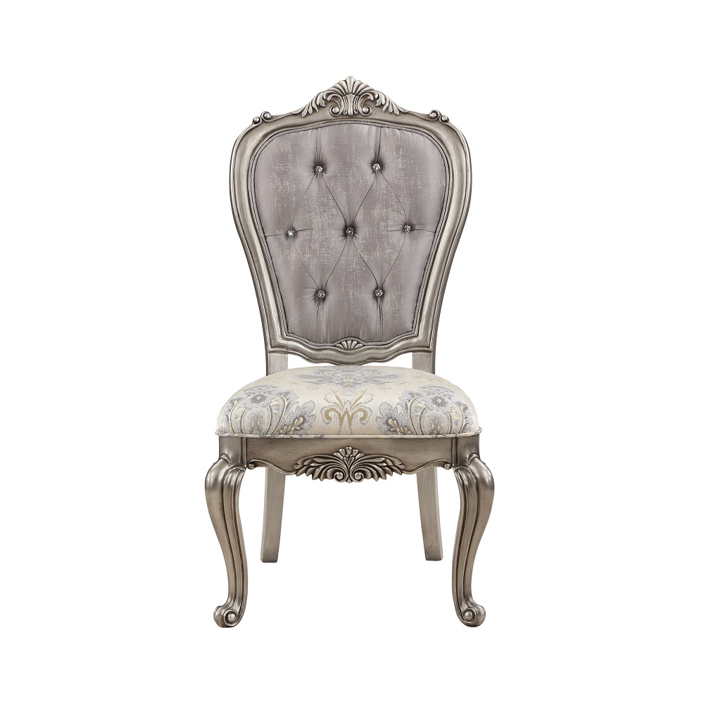 ACME - Ariadne Side Chair (Set of 2) in Velvet/Antique Platinum