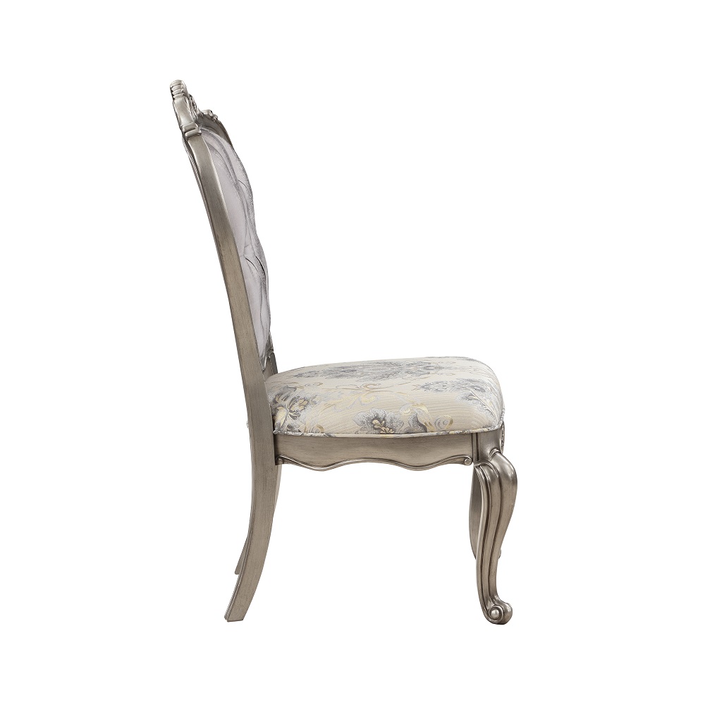 ACME - Ariadne Side Chair (Set of 2) in Velvet/Antique Platinum