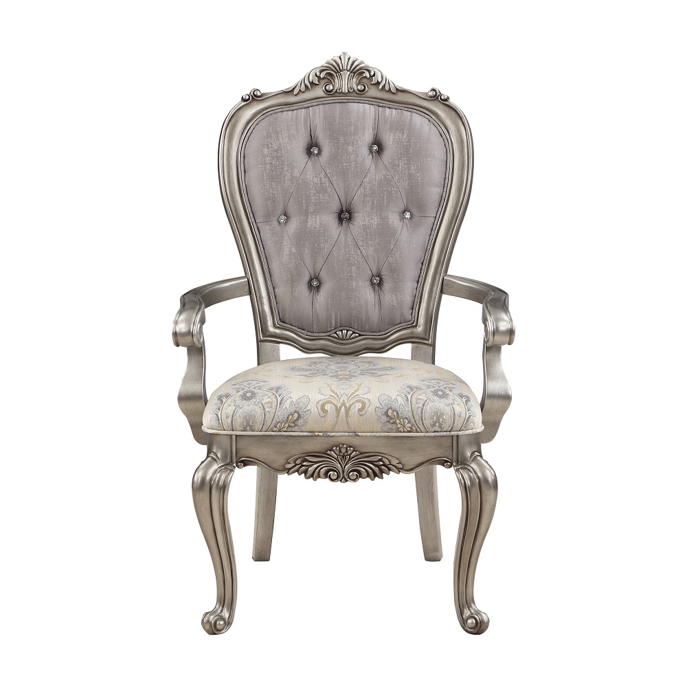 ACME - Ariadne Arm Chair (Set of 2) in Velvet/Antique Platinum