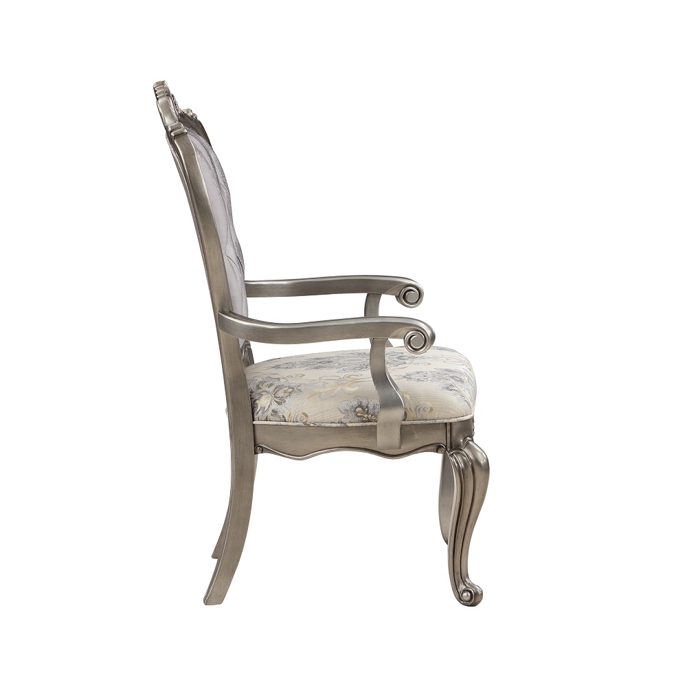 ACME - Ariadne Arm Chair (Set of 2) in Velvet/Antique Platinum